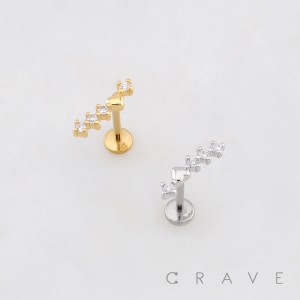 CZ ARCH CLIMBER HEART THREADLESS (PUSH IN) 316L SURGICAL STEEL LABRET SET